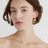 Wholesale 304 Stainless Steel Geometric PVD Coated 18K Real Gold Plated Casual Simple Style Streetwear Mixed Color Plating Ear Studs