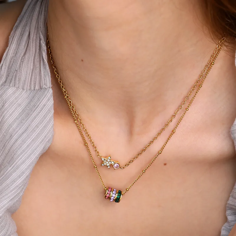 Wholesale Geometric Necklace For Women With Rhinestone Pendant, Electroplated 304 Stainless Steel Design