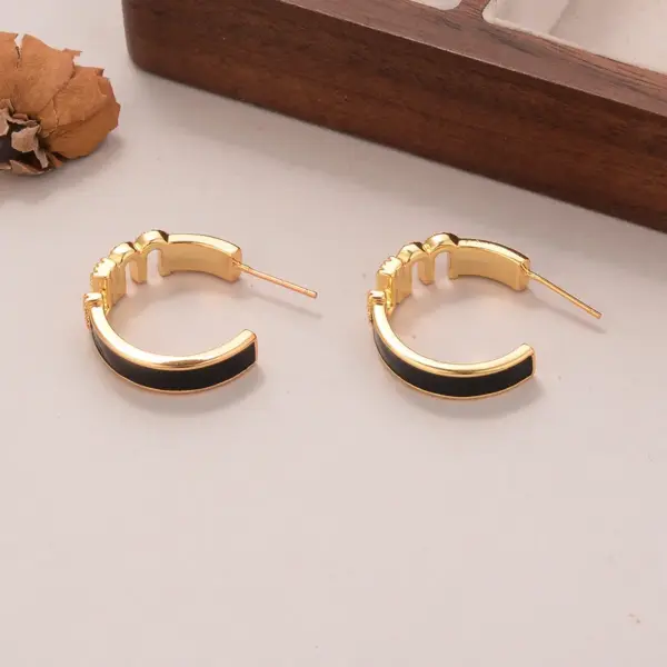 Wholesale Hypoallergenic Letter Stud Earrings For Women In Copper With KC Golden UV Plating And Zircon Inlay