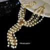 Wholesale Layered Tassel Pearl Necklace For Women With Imitation Pearl And Rhinestone Inlay, Alloy Pendant