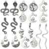 oly-321e9fa373dc46adf38e1876da39d115 Wholesale Mix 20 Ancient Silver Retro Zodiac Snake Zinc Alloy Pendant Handmade DIY Bracelet Keychain Jewelry Accessories