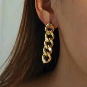 Wholesale 18K Gold Plated 304 Stainless Steel Vacuum Electroplating (In Furnace) Rhinestone Geometric Handmade Earrings For Women Independence Day