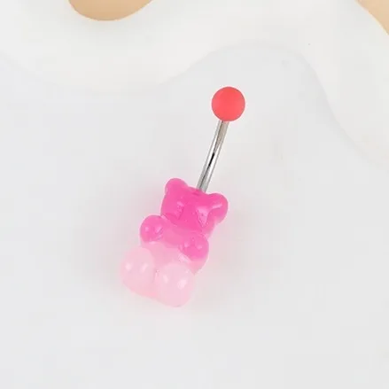 oly-32252cda93d74f6827cb3aaab908582a Wholesale Pink Cute Bear Devil's Eye Navel Ring Resin Baking Paint Navel Studs Belly Button Jewelry For Women