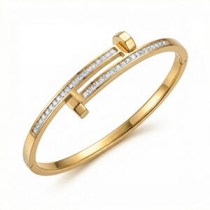 Double-ended square diamond nail bracelet / Vacuum real gold electroplating in full-body stainless steel furnace