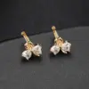 Wholesale Flowers Stud Earrings For Women With Copper Posts, Electroplated And 14K Real Gold Plated Featuring Zircon Inlay