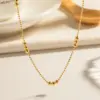 Wholesale PVD Coated Real Gold Plated 18K Gold Solid Color 304 Stainless Steel IG Style Simple Style Waterproof Non Tarnish 304 Stainless Steel Necklace