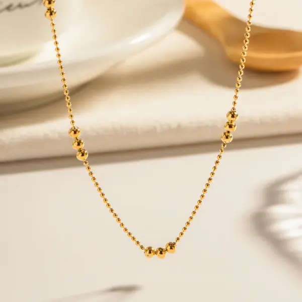 Wholesale PVD Coated Real Gold Plated 18K Gold Solid Color 304 Stainless Steel IG Style Simple Style Waterproof Non Tarnish 304 Stainless Steel Necklace