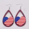 Wholesale Wooden Earrings USA Flag Star Heart Shaped July 4th Holiday Jewelry Gifts Irregular Geometric Waterdrop U Shaped Women's Earrings