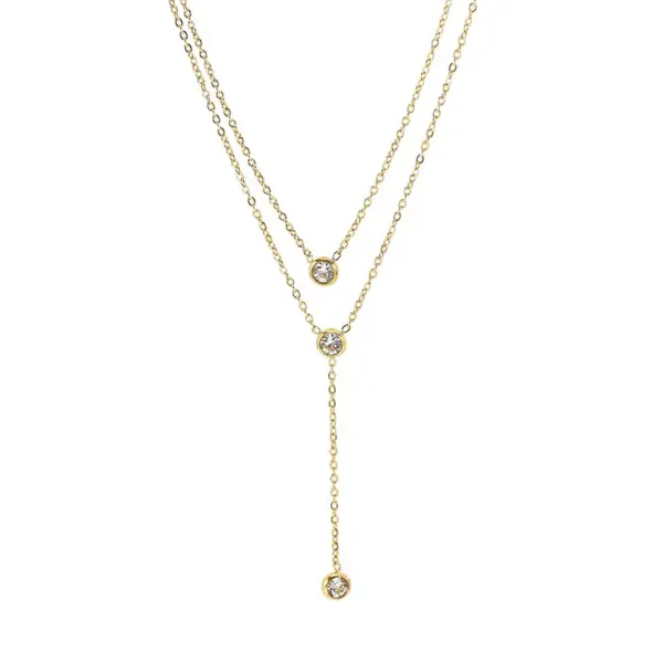 Wholesale PVD Coated Round Titanium Steel IG Style Simple Style Waterproof Non Tarnish 304 Stainless Steel Layered Necklaces