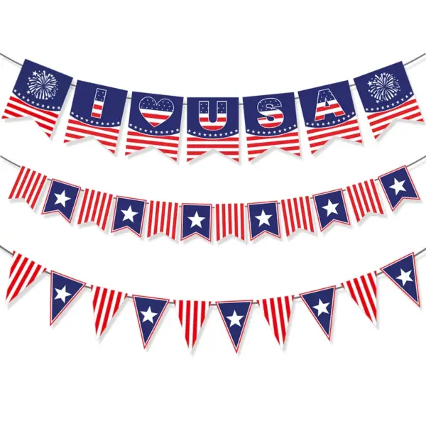 Wholesale American Independence Day Party Decoration Triangle Flag Custom Banner Decoration Festive Atmosphere Party Supplies
