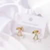 Wholesale Unisex Flowers Stud Earrings With Freshwater Pearl, Waterproof Non Tarnish 304 Stainless Steel, 18K Real Gold PVD Coated