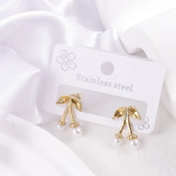 Wholesale Unisex Flowers Stud Earrings With Freshwater Pearl, Waterproof Non Tarnish 304 Stainless Steel, 18K Real Gold PVD Coated