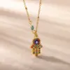 Wholesale 304 Stainless Steel Cross Devil's Eye Moon PVD Coated Zircon Elegant Romantic Sweet Plating Pendant Necklace