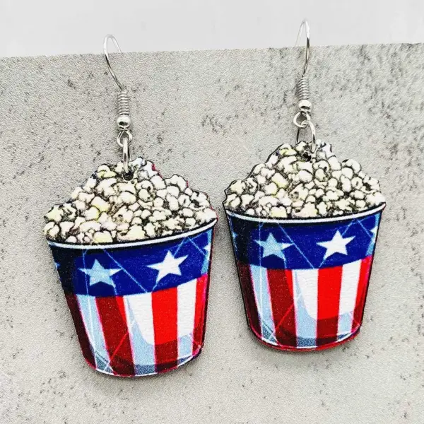 Wholesale Wooden Ice Cream Theme July 4th Independence Day Earrings Geometric Pattern Animal Zodiac Cartoon Character Stylish Women's Jewelry