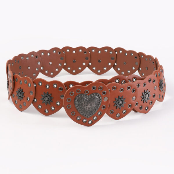 oly-32c75e4b4ccfde019650b00eecb940a2 Wholesale Style Western Cowboy Stylish Exaggerated Peach Heart Hollow Belt Retro Dark Belt Versatile for Women