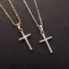 Wholesale Unisex Cross Pendant Necklace In Copper With Rhinestones, Electroplated Finish, Featuring A Durable Cable Chain