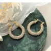 Wholesale PVD Coated Real Gold Plated 18K Gold Round 304 Stainless Steel Retro Waterproof Non Tarnish Earrings