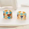 Wholesale Vintage Style Simple Style Eye Copper Plating Inlay Zircon 14k Gold Plated Open Ring