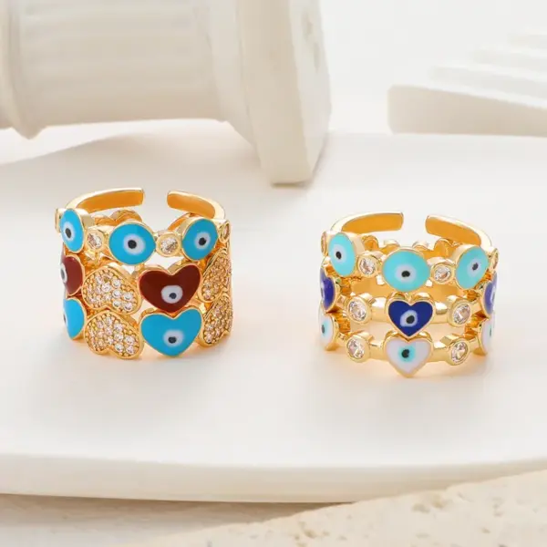 Wholesale Vintage Style Simple Style Eye Copper Plating Inlay Zircon 14k Gold Plated Open Ring