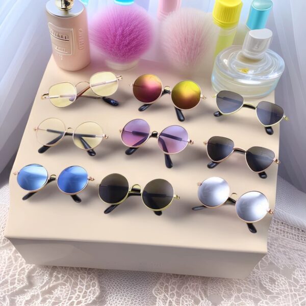 Wholesale 20cm doll glasses pet dog cat toy sunglasses photo round frame personalized small glasses sunglasses
