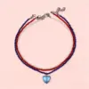 Wholesale Pastoral Blue Heart Shape Necklace For Women With Plastic Material And Seed Bead Inlay Featuring Weave Craft And Box Chain