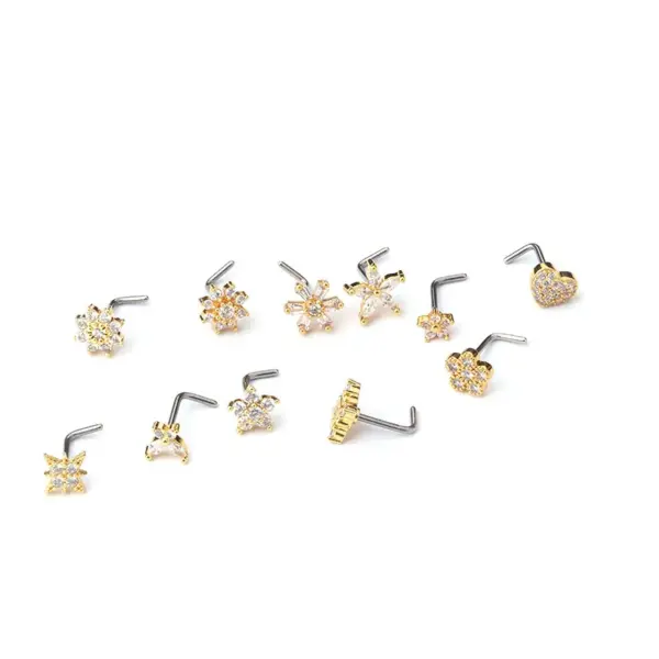 Wholesale 316L Stainless Steel Copper Ear Cartilage Rings & Studs Flower Waterproof Non Tarnish Surgical Steel Women'S