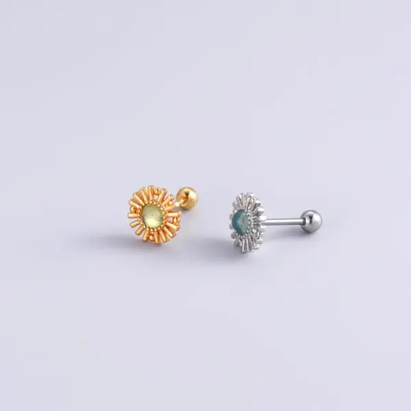 Wholesale 1 Piece Ear Cartilage Rings & Studs Fashion Devil'S Eye Flower 316L Stainless Steel Copper Inlaid Zircon
