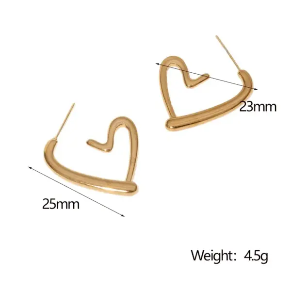 Wholesale PVD Coated Real Gold Plated 18K Gold Heart Shape 304 Stainless Steel Casual Sweet Simple Style Waterproof Non Tarnish Ear Studs