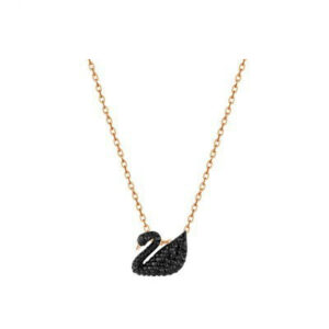 Rose gold black swan small necklace