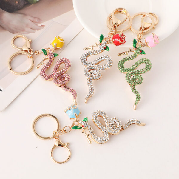 Wholesale Rose Zodiac Snake Car Keychain Zodiac Animal Bag Key Chain Pendant Small Gift