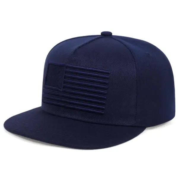 oly-332a1e894312a20f85e9480b891181dc Wholesale American Flag Hip-Hop Hat For Women With Flat Brim, Outdoor Style Featuring Embroidery On Polyester Material
