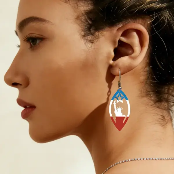 Wholesale Retro White Star Print Acrylic Drop Earrings With 304 Stainless Steel Ear Pins For Women