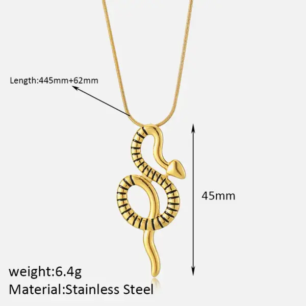 Wholesale Vacuum Plating Real Gold Plated Snake 304 Stainless Steel Elegant Simple Style Waterproof Non Tarnish Pendant Necklace