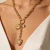 Wholesale Heart Shape Necklace For Women, Waterproof 304 Stainless Steel With 18K Gold Plated Finish, Zircon Inlay, Box Chain