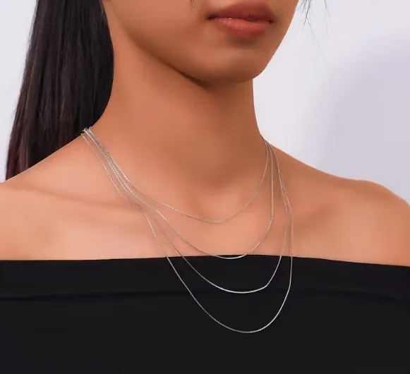 Wholesale Handmade Geometric Necklace For Women With 925 Sterling Silver Box Chain