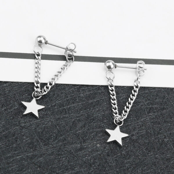 oly-333d8c2d039b100981b96b5388252f8b Wholesale best selling five-pointed star earrings simple fashion titanium steel tassel long pendant earrings earrings