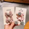 Wholesale Handmade Cotton Butterfly Knot Hair Clips Children's Edged Pure Color Flower Patterned Hair Accessories For Girls All Seasons