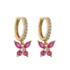 Wholesale 1 Pair Elegant Sweet Butterfly Plating Inlay Copper Zircon 18k Gold Plated Drop Earrings
