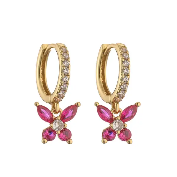 Wholesale 1 Pair Elegant Sweet Butterfly Plating Inlay Copper Zircon 18k Gold Plated Drop Earrings