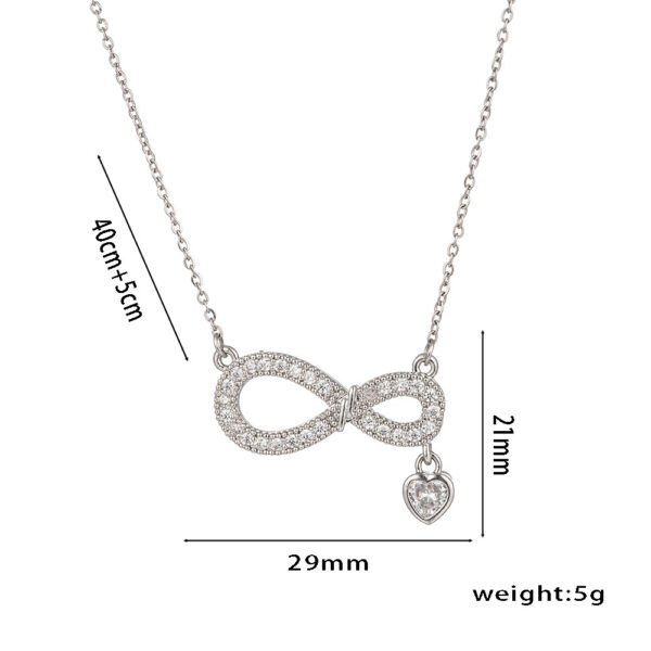 Wholesale Simple, stylish, and unique figure-eight shaped heart-shaped zircon necklace; versatile and elegant women's necklace; a Valentine's Day gift.