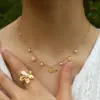 Wholesale PVD Coated 18K Gold Real Gold Plated Daisy 304 Stainless Steel French Style Commute IG Style Waterproof Non Tarnish 304 Stainless Steel Pendant Necklace