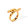 Wholesale PVD Coated Real Gold Plated 18K Gold Irregular Geometric 304 Stainless Steel IG Style Modern Style Classic Style Waterproof Non Tarnish Open Rings
