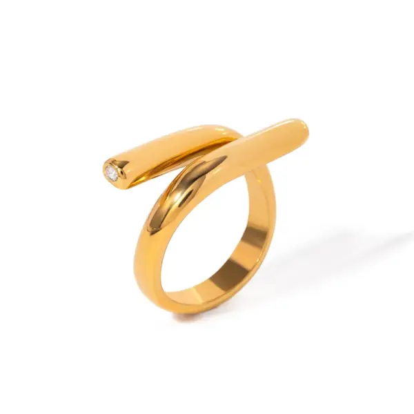 Wholesale PVD Coated Real Gold Plated 18K Gold Irregular Geometric 304 Stainless Steel IG Style Modern Style Classic Style Waterproof Non Tarnish Open Rings