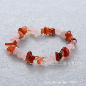 Rose quartz + red agate (natural material) / Bracelet circumference is about 18cm