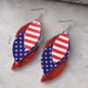 oly-335a28427347a68285aadabc043f8677 Wholesale Independence Day Red Blue White Stars Striped Sequin Triple Blade Pendant Leather PU Double Sided Earrings