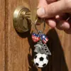 Wholesale Backpack Pendant Oil Drop Mini Football Keychain Pendant American Flag Alloy Handmade Football Enthusiast