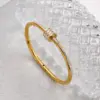 oly-336f5d23be878bcd4ed75e60c1af8e1a Wholesale Fashionable Round Openable Bracelet 304 Stainless Steel Plated With Water Diamonds Women's Casual Holiday Modern Style Jewelry