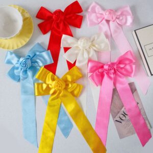 Wholesale Solid Color Polyester Ribbon Bow Hairpin Valentine's Day Handmade Rose Sweet Ribbon Fabric Duckbill Clip