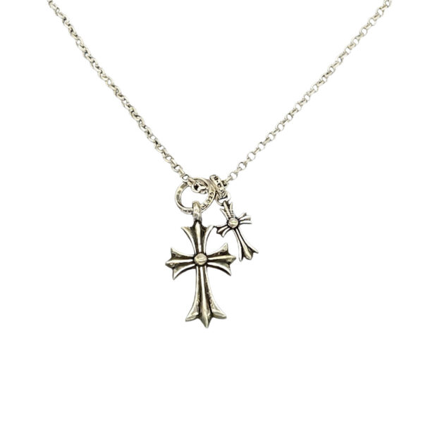 Wholesale Copper vintage necklace pendant, large and small double cross necklace, men's and women's jewelry