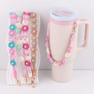 Wholesale stanley water cup with creative handmade woven small daisy pearl water cup cup set cup rope
